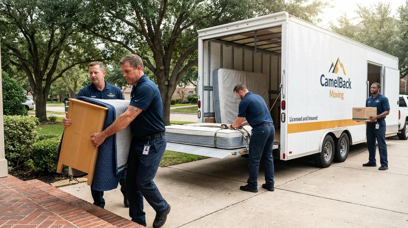 Crew loading residential truck for cross-state move from Dell Rapids, SD