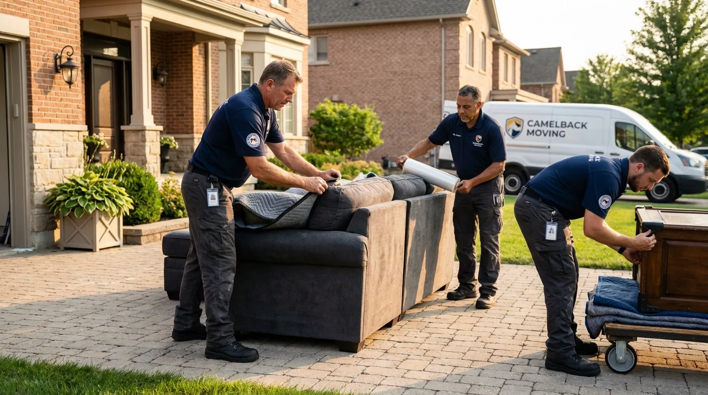 Large estate moving crew wrapping furniture in Dell Rapids, SD